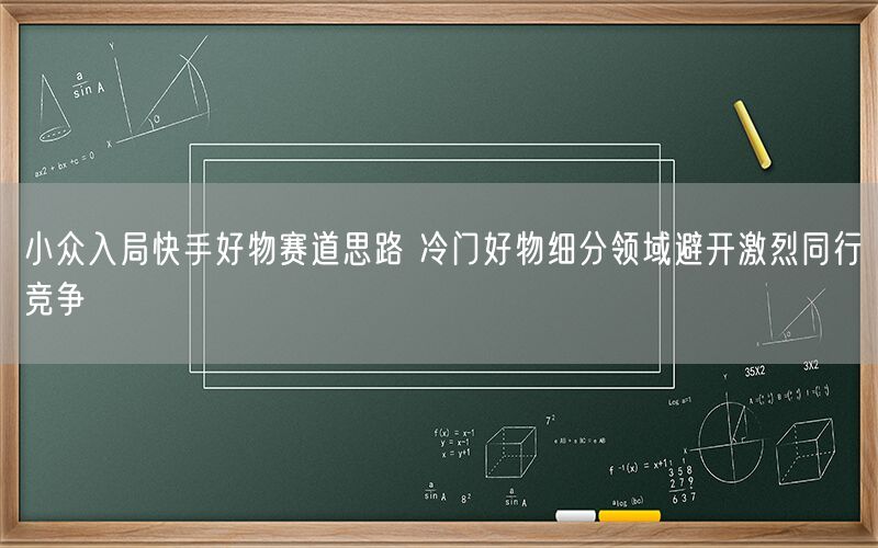 小众入局快手好物赛道思路 冷门好物细分领域避开激烈同行竞争